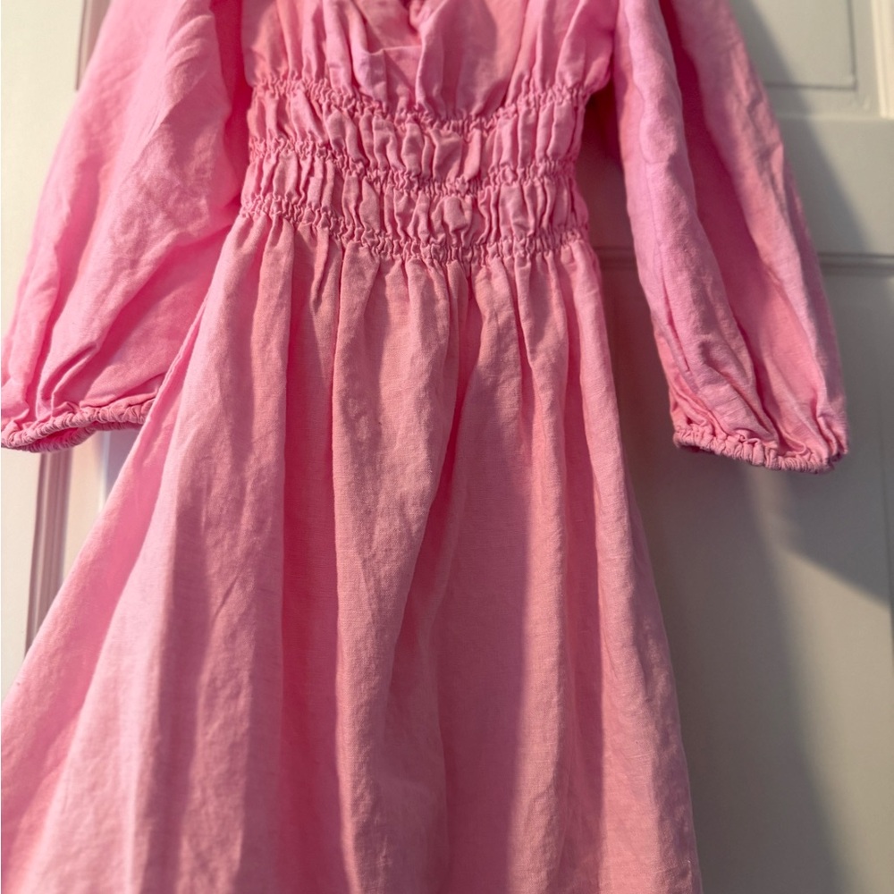 Charlie Holiday Pink Tiered Sundress with Bishop Sleeves